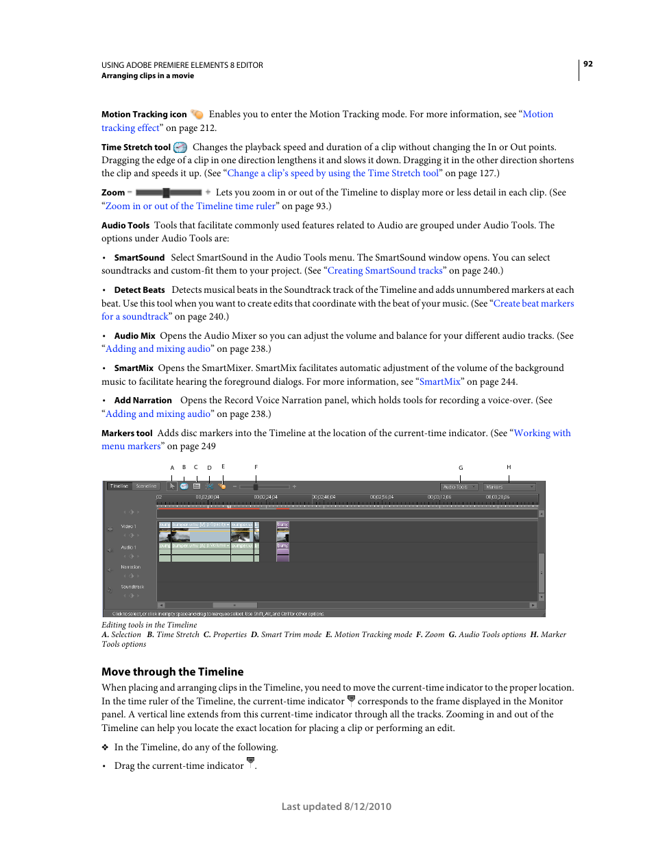 Move through the timeline | Adobe Premiere Elements 8 User Manual | Page 97 / 313