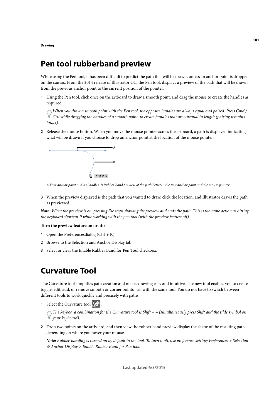 Pen tool rubberband preview, Curvature tool | Adobe Illustrator CC 2015 User Manual | Page 106 / 556