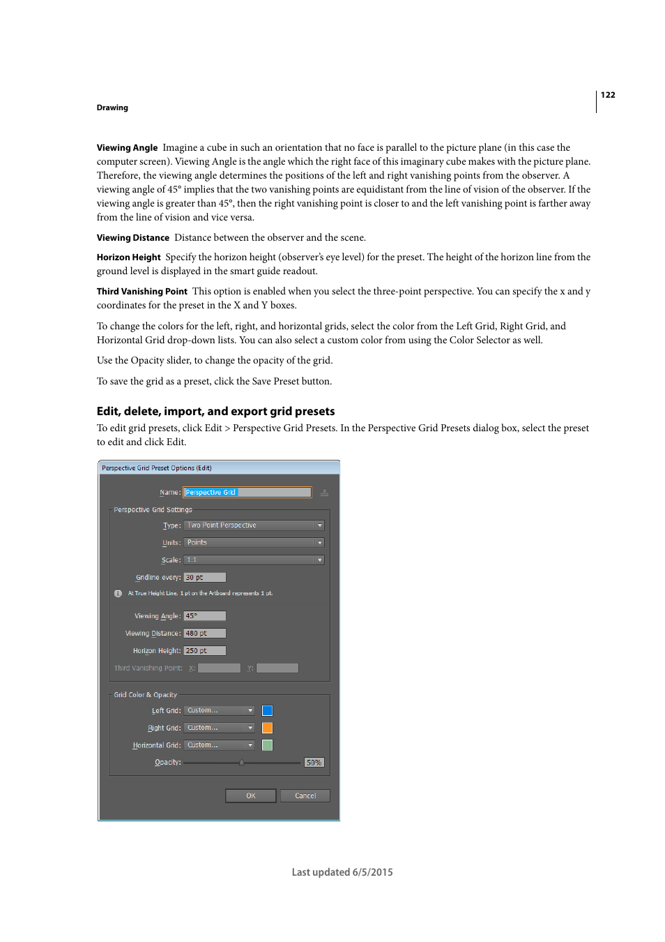 Edit, delete, import, and export grid presets | Adobe Illustrator CC 2015 User Manual | Page 127 / 556