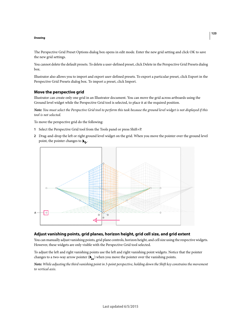 Move the perspective grid | Adobe Illustrator CC 2015 User Manual | Page 128 / 556