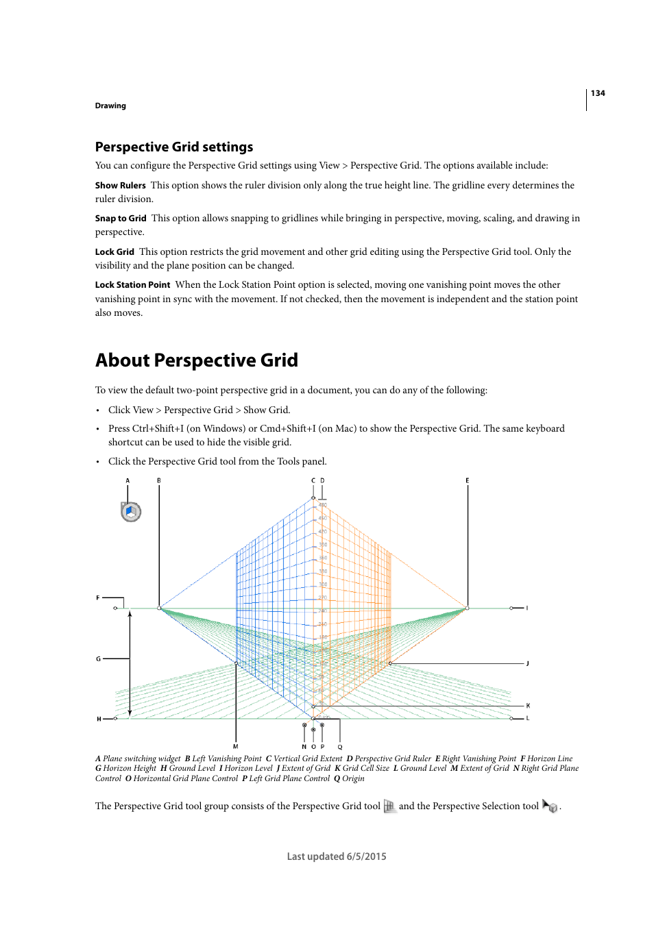 Perspective grid settings, About perspective grid | Adobe Illustrator CC 2015 User Manual | Page 139 / 556