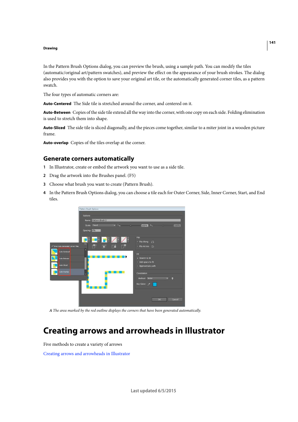 Generate corners automatically, Creating arrows and arrowheads in illustrator | Adobe Illustrator CC 2015 User Manual | Page 146 / 556