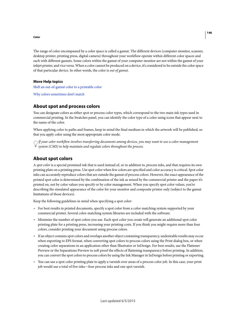 About spot and process colors, About spot colors | Adobe Illustrator CC 2015 User Manual | Page 151 / 556