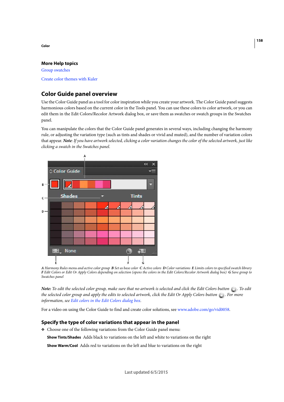Color guide panel overview | Adobe Illustrator CC 2015 User Manual | Page 163 / 556