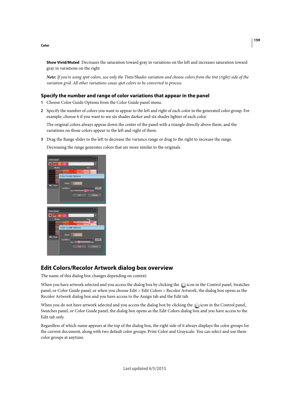 Edit colors/recolor artwork dialog box overview | Adobe Illustrator CC 2015 User Manual | Page 164 / 556
