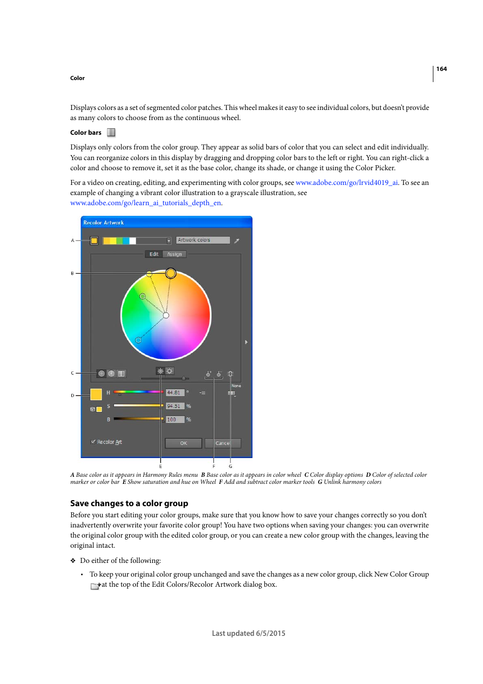 Save changes to a color group | Adobe Illustrator CC 2015 User Manual | Page 169 / 556