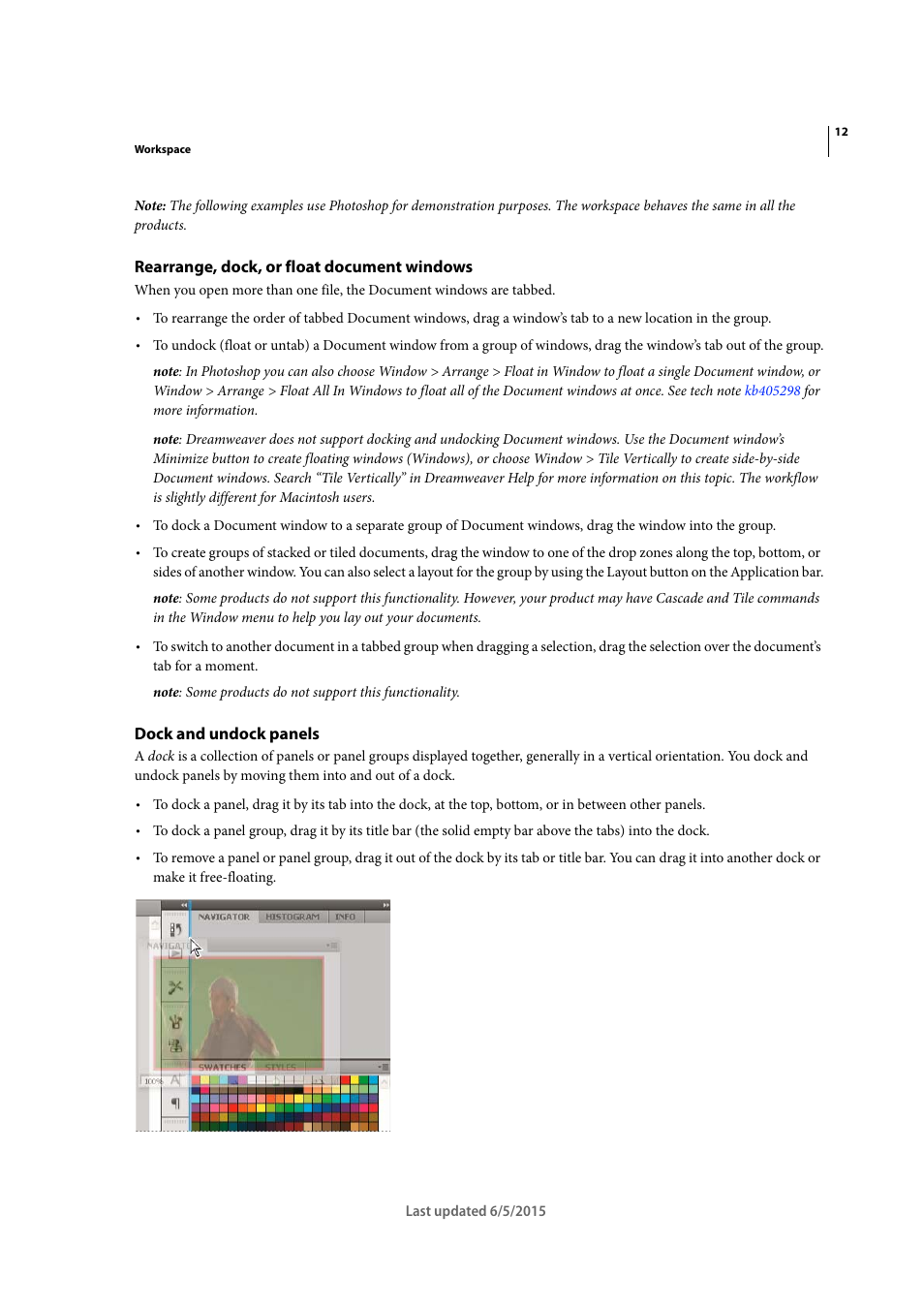 Rearrange, dock, or float document windows, Dock and undock panels | Adobe Illustrator CC 2015 User Manual | Page 18 / 556