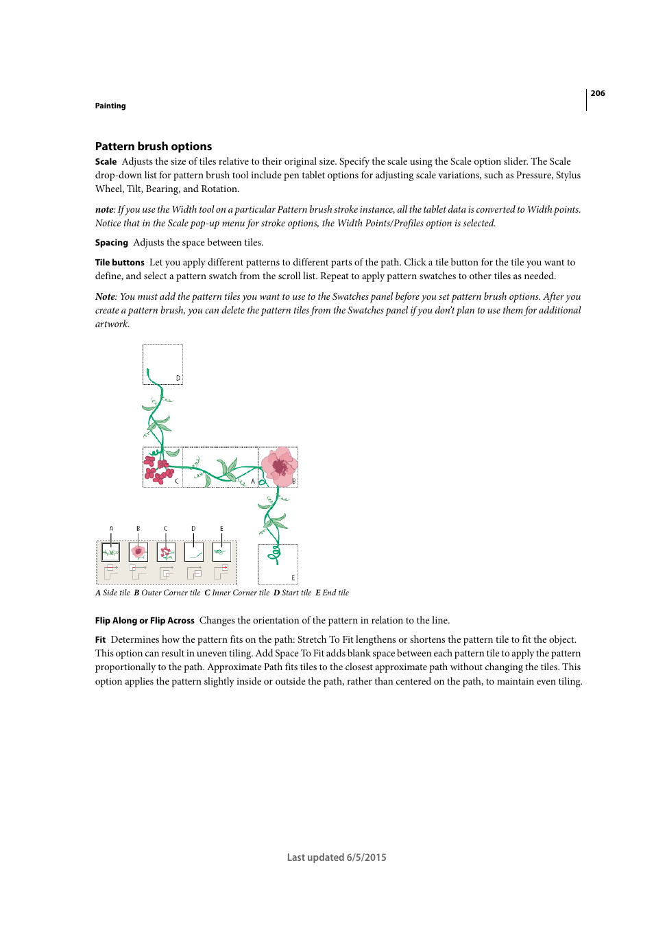 Pattern brush options | Adobe Illustrator CC 2015 User Manual | Page 211 / 556