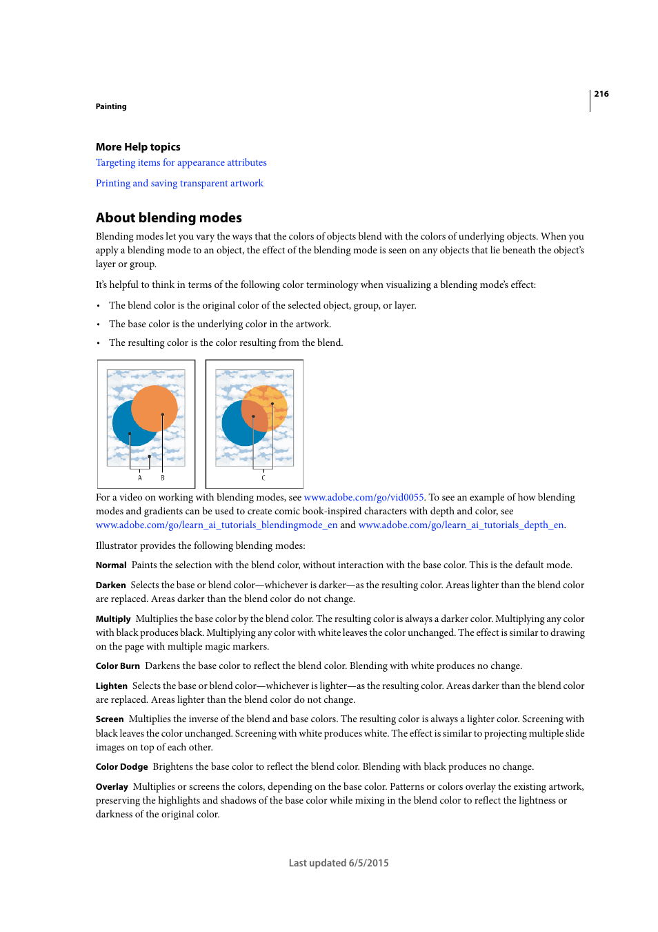 About blending modes | Adobe Illustrator CC 2015 User Manual | Page 221 / 556