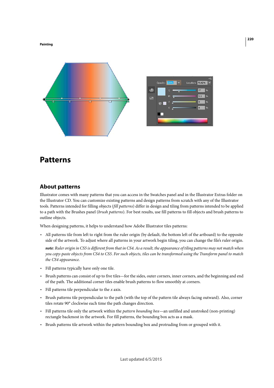 Patterns, About patterns | Adobe Illustrator CC 2015 User Manual | Page 225 / 556
