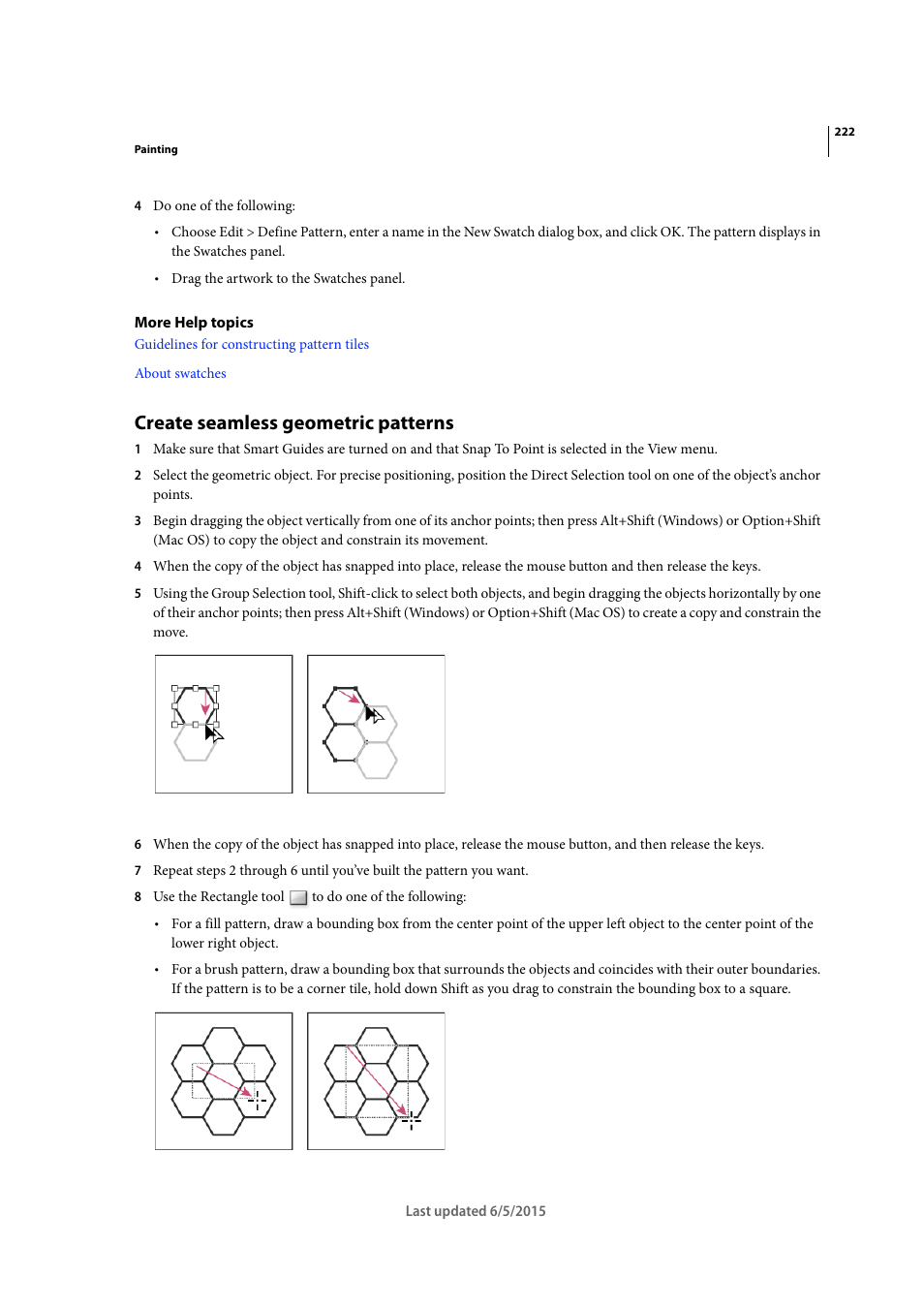 Create seamless geometric patterns | Adobe Illustrator CC 2015 User Manual | Page 227 / 556