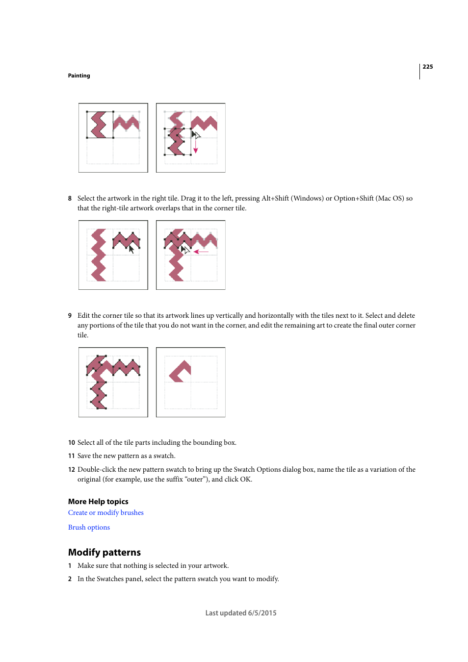 Modify patterns | Adobe Illustrator CC 2015 User Manual | Page 230 / 556