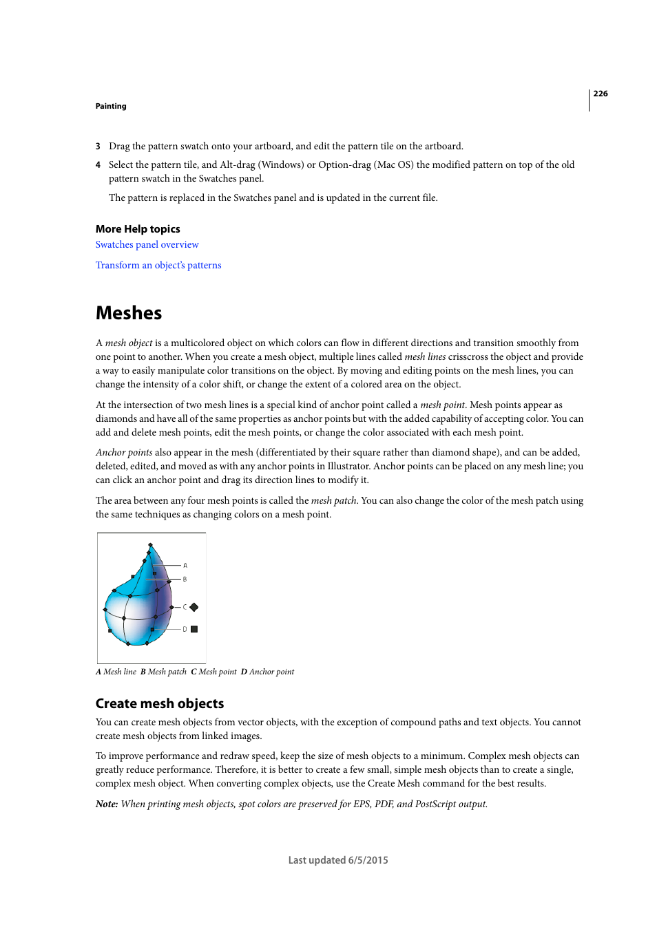 Meshes, Create mesh objects | Adobe Illustrator CC 2015 User Manual | Page 231 / 556