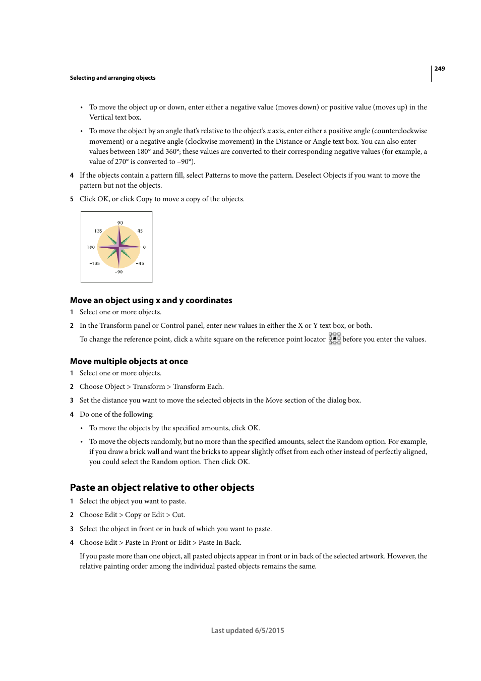 Move an object using x and y coordinates, Move multiple objects at once, Paste an object relative to other objects | Adobe Illustrator CC 2015 User Manual | Page 254 / 556