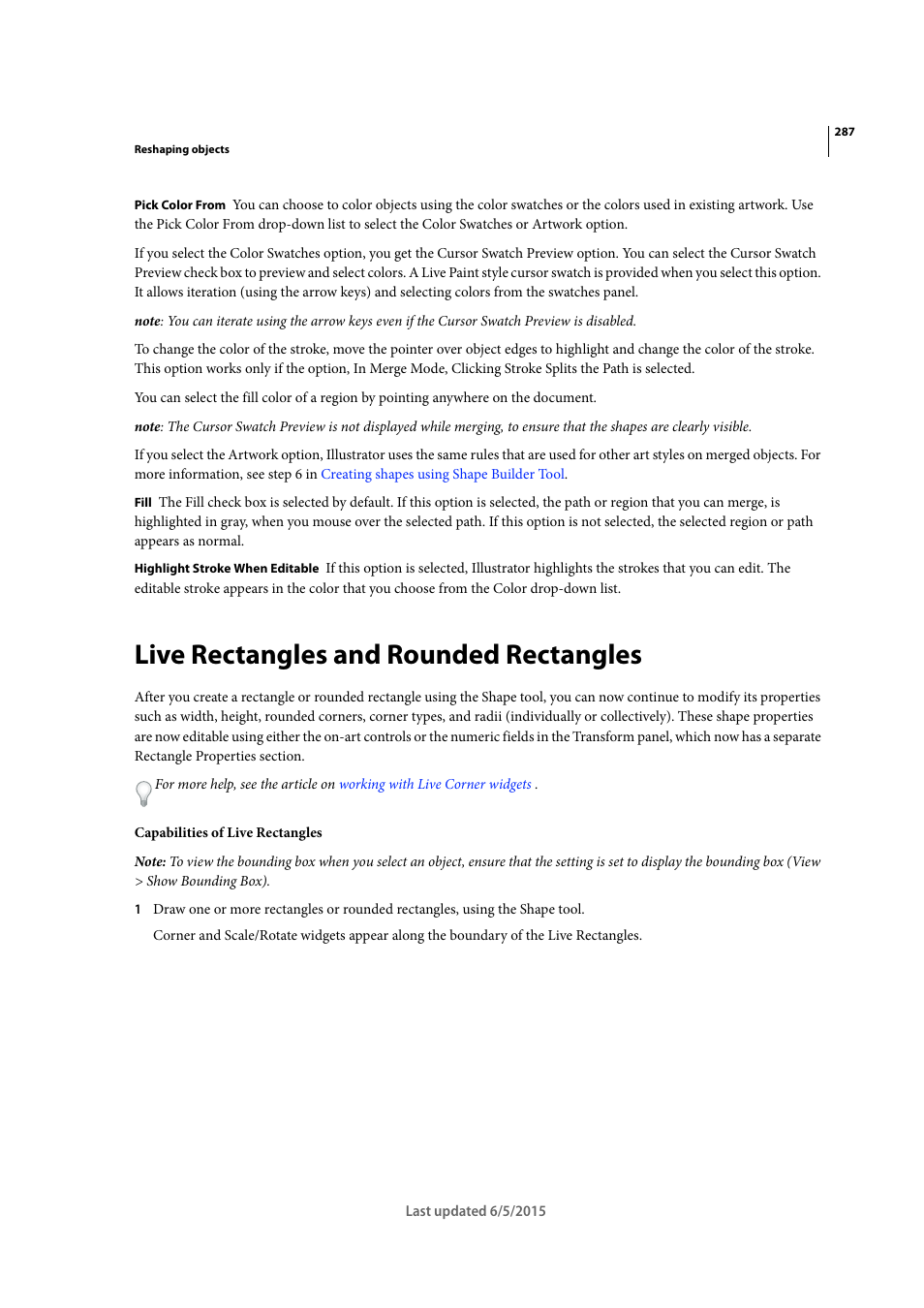 Live rectangles and rounded rectangles | Adobe Illustrator CC 2015 User Manual | Page 292 / 556