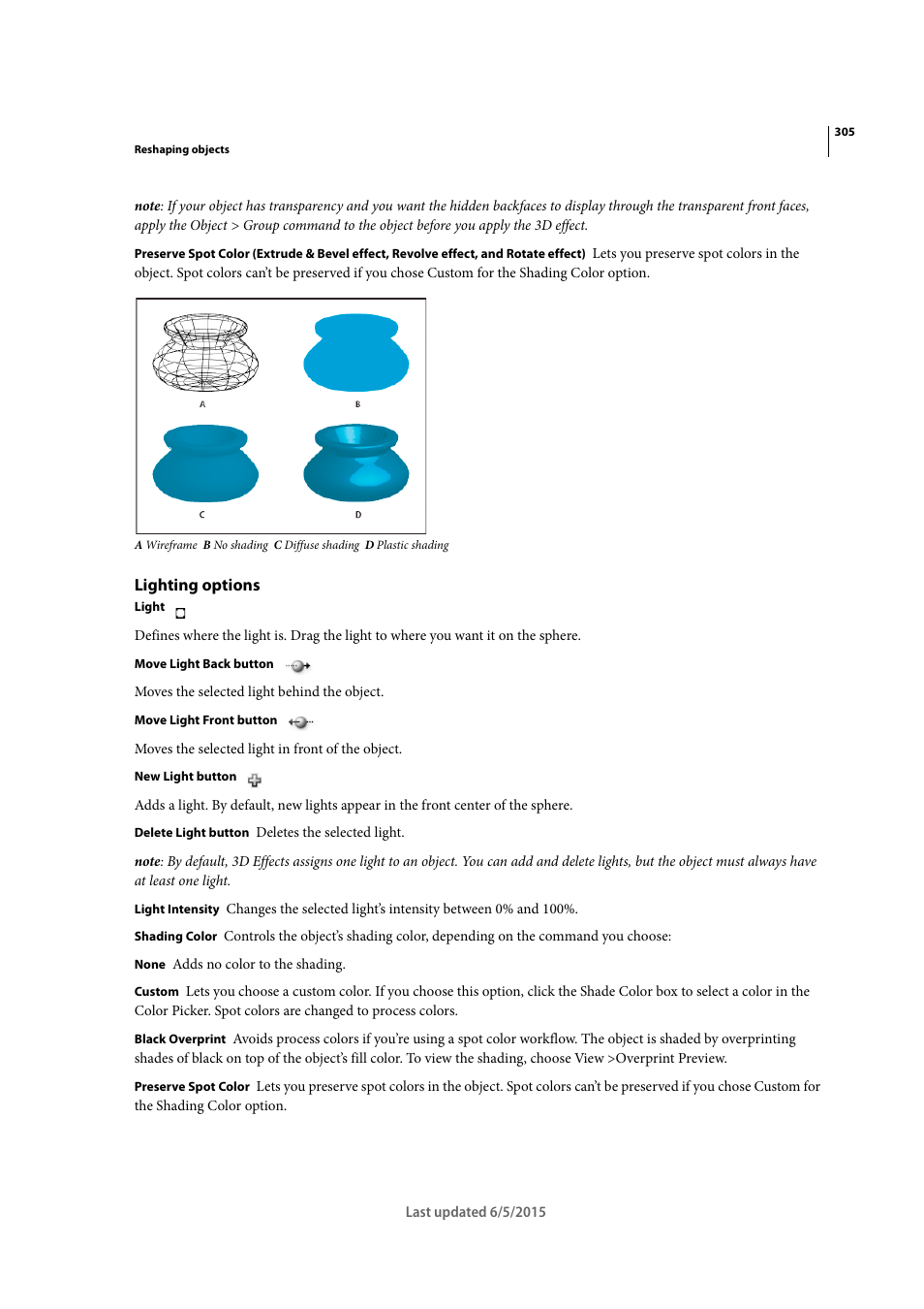 Lighting options | Adobe Illustrator CC 2015 User Manual | Page 310 / 556