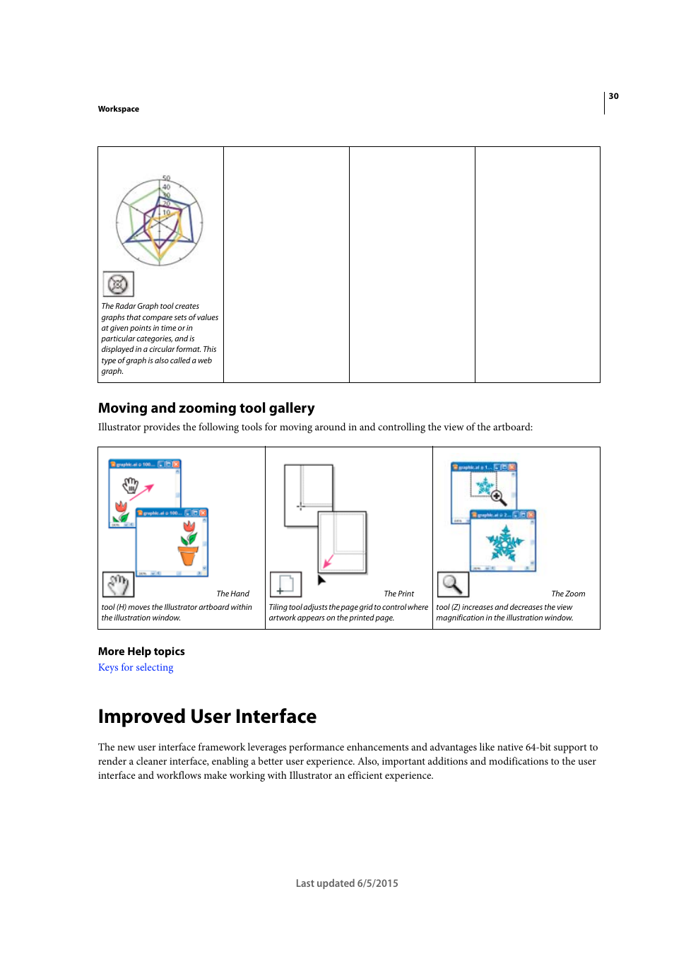 Moving and zooming tool gallery, Improved user interface | Adobe Illustrator CC 2015 User Manual | Page 35 / 556