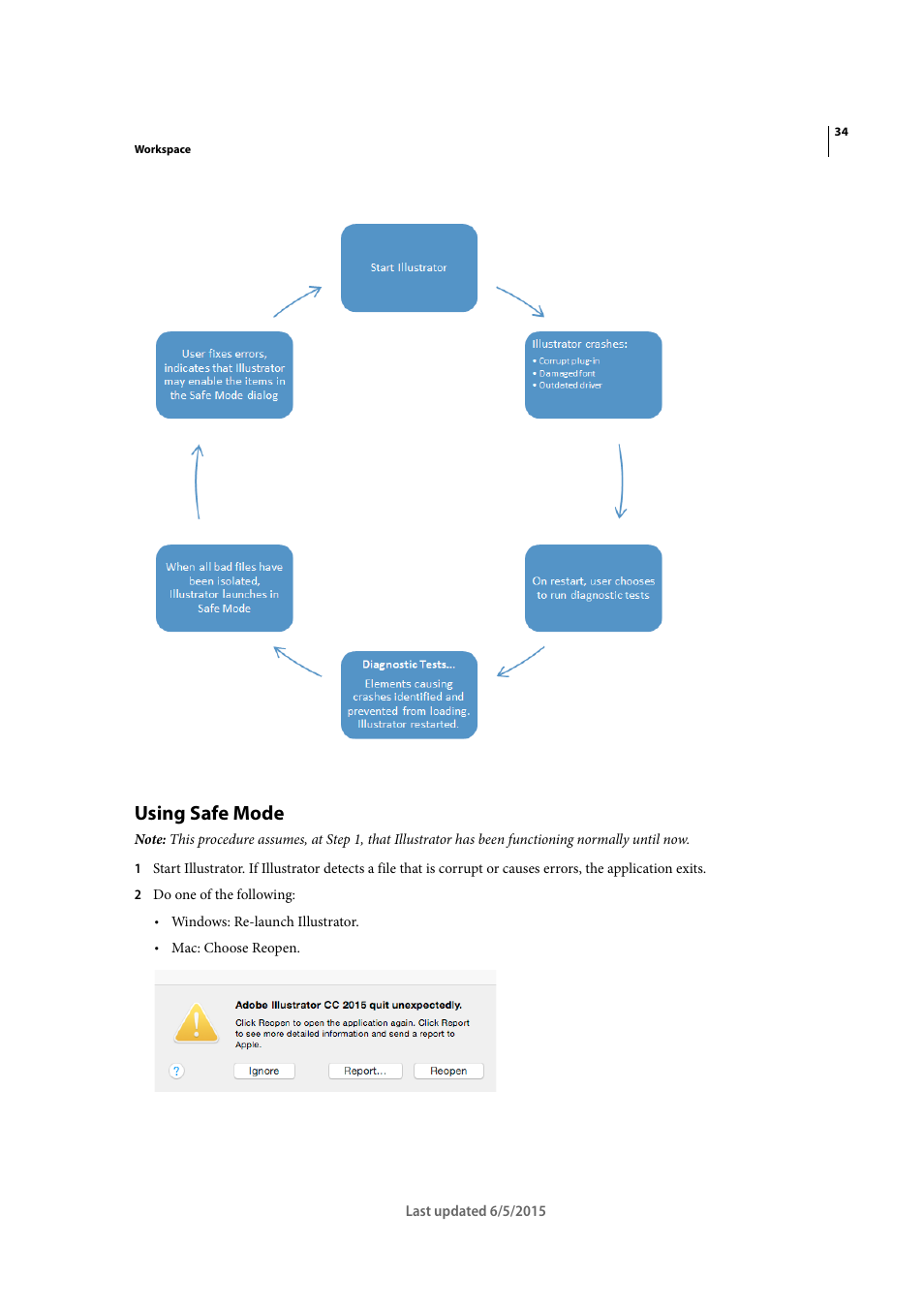 Using safe mode | Adobe Illustrator CC 2015 User Manual | Page 39 / 556