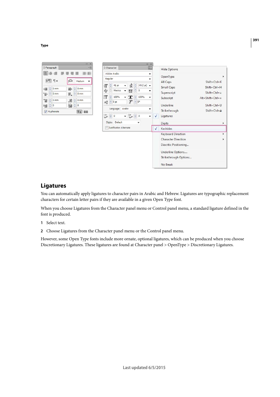 Ligatures | Adobe Illustrator CC 2015 User Manual | Page 396 / 556