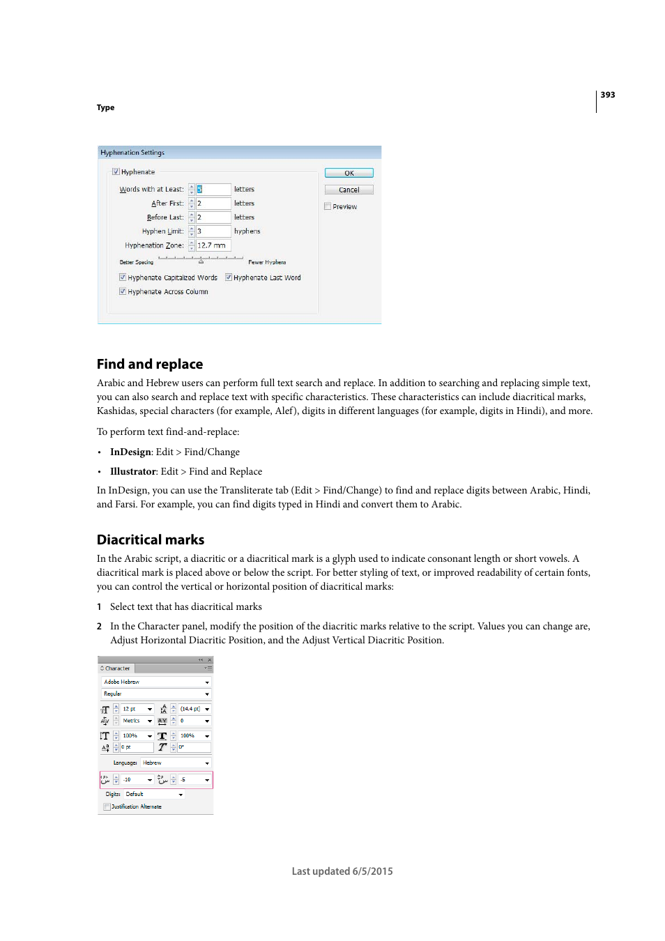 Find and replace, Diacritical marks | Adobe Illustrator CC 2015 User Manual | Page 398 / 556