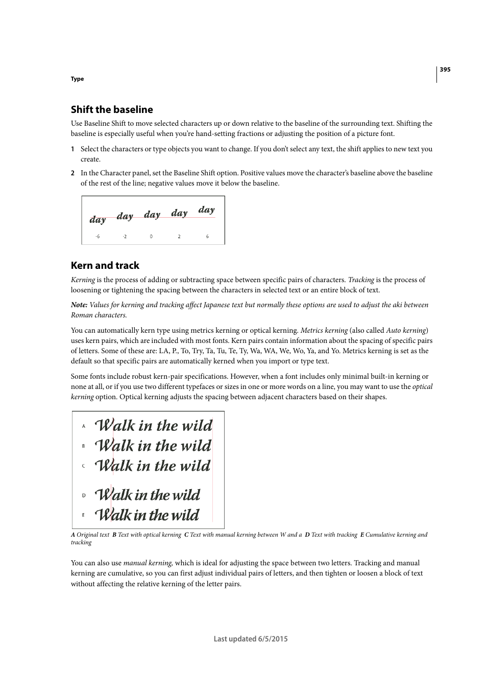 Shift the baseline, Kern and track | Adobe Illustrator CC 2015 User Manual | Page 400 / 556