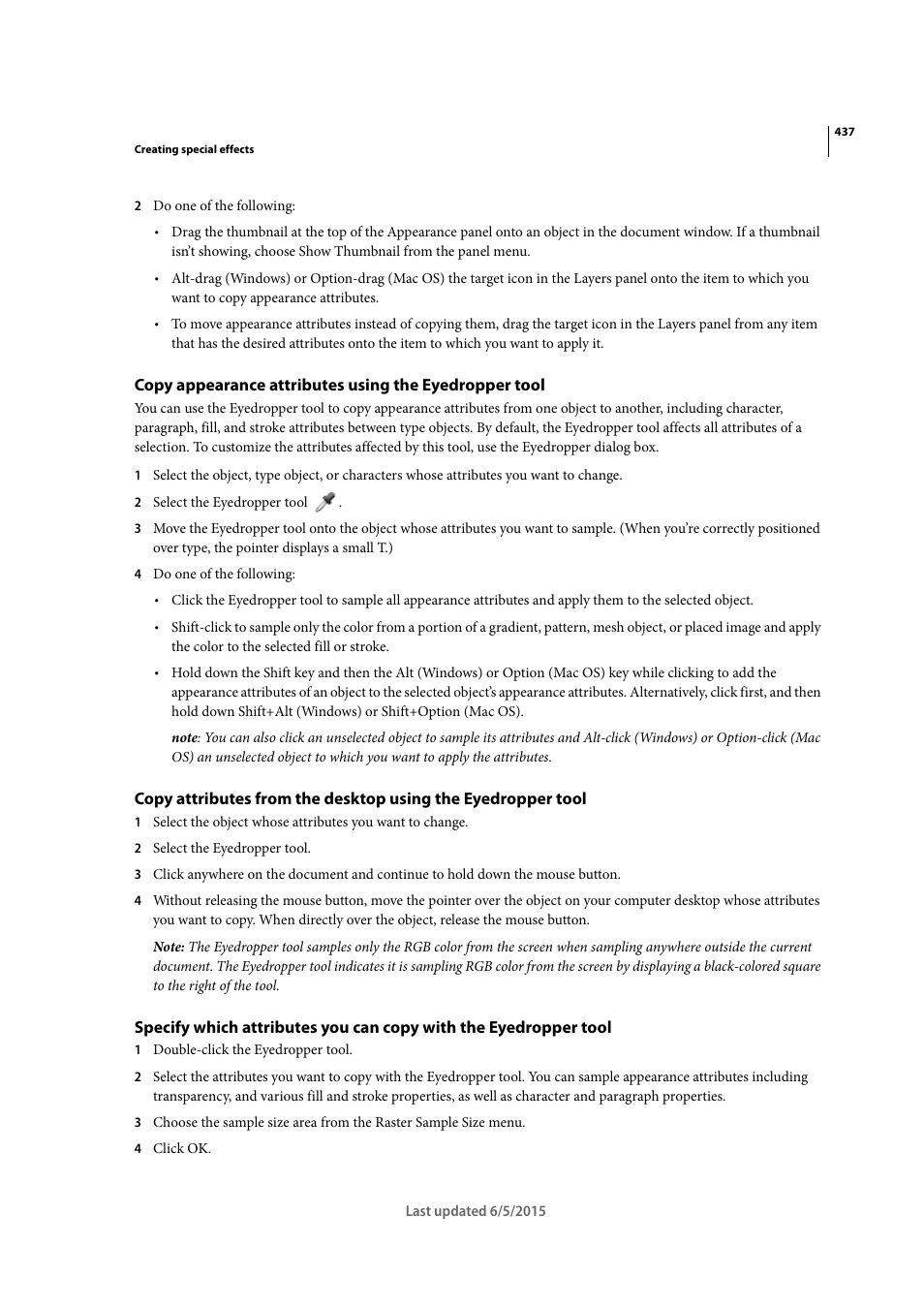 Copy appearance, Attributes using the eyedropper tool | Adobe Illustrator CC 2015 User Manual | Page 442 / 556