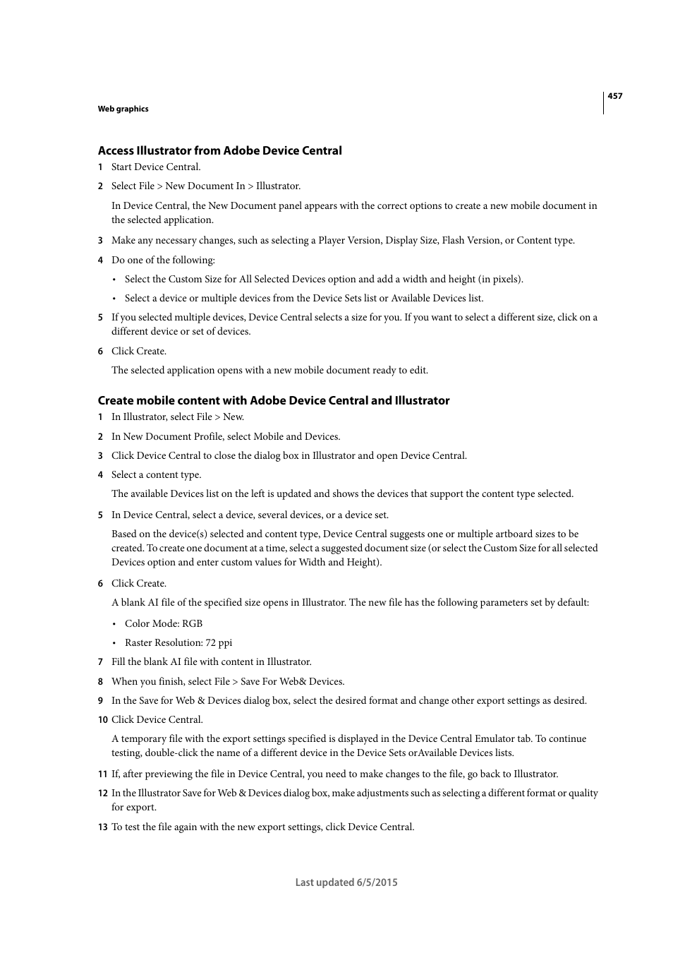 Access illustrator from adobe device central | Adobe Illustrator CC 2015 User Manual | Page 462 / 556