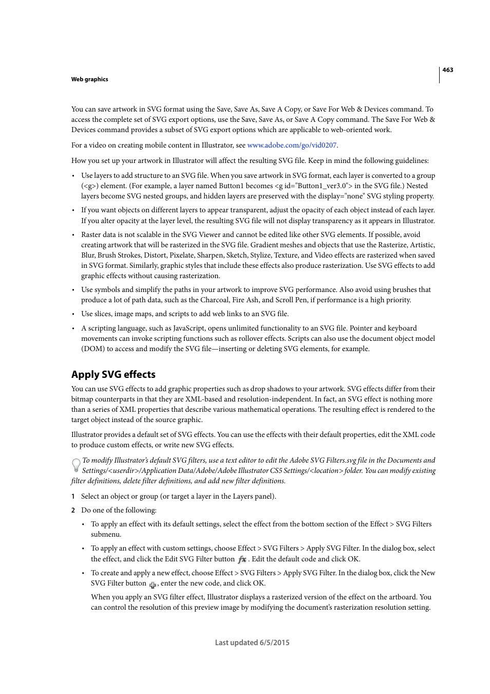 Apply svg effects | Adobe Illustrator CC 2015 User Manual | Page 468 / 556