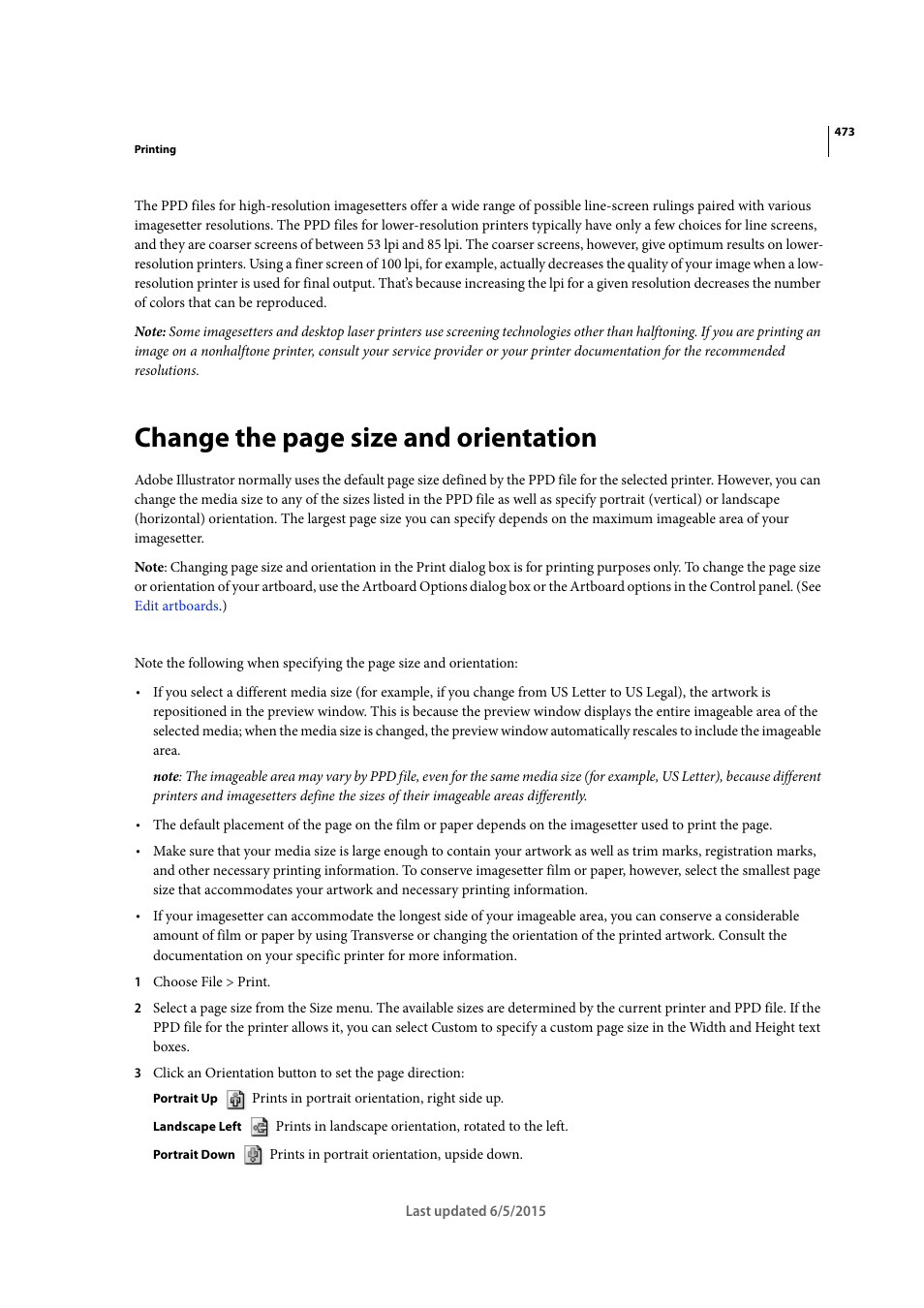 Change the page size and orientation | Adobe Illustrator CC 2015 User Manual | Page 478 / 556