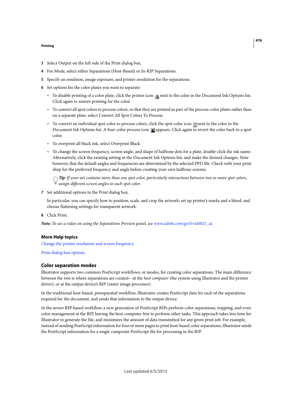 Color separation modes | Adobe Illustrator CC 2015 User Manual | Page 481 / 556