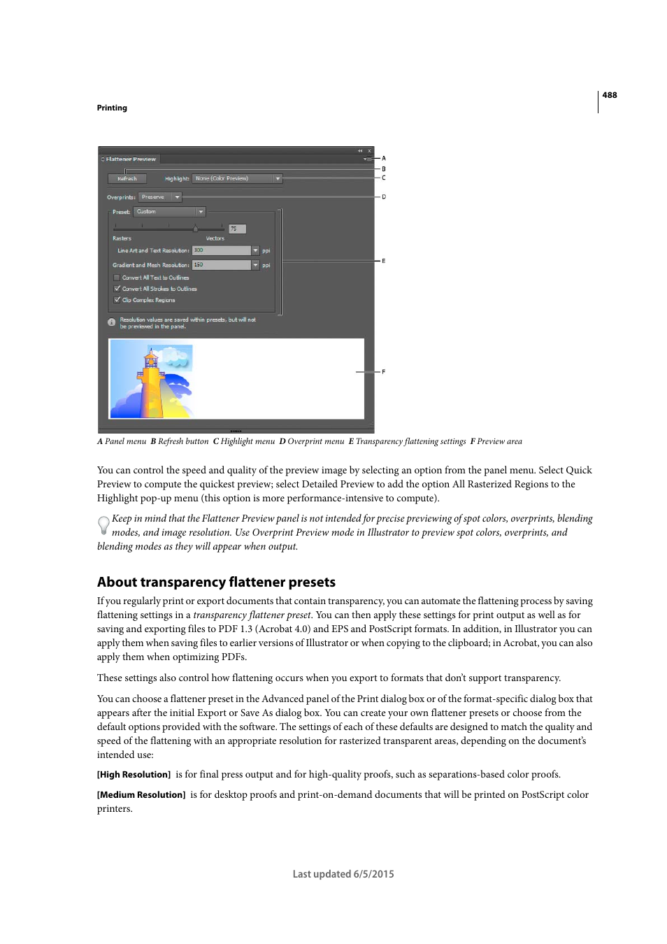 About transparency flattener presets | Adobe Illustrator CC 2015 User Manual | Page 493 / 556