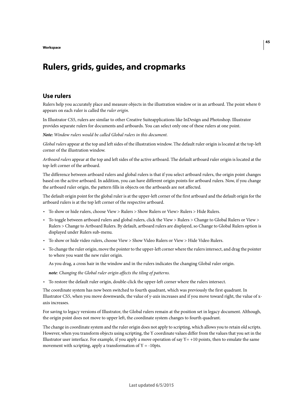 Rulers, grids, guides, and cropmarks, Use rulers | Adobe Illustrator CC 2015 User Manual | Page 50 / 556