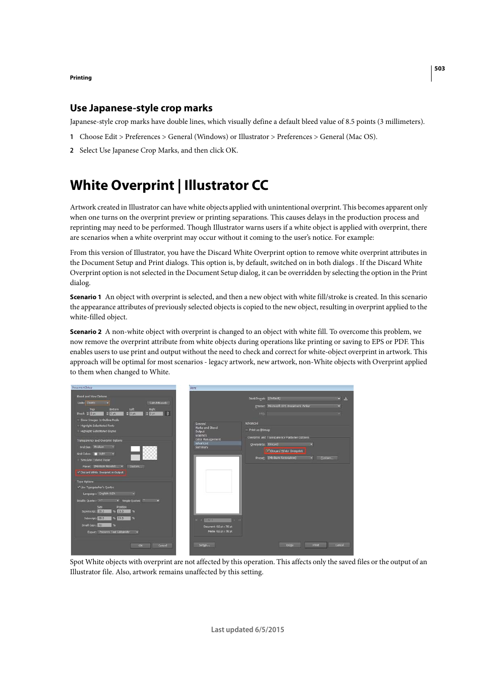 Use japanese-style crop marks, White overprint | illustrator cc | Adobe Illustrator CC 2015 User Manual | Page 508 / 556