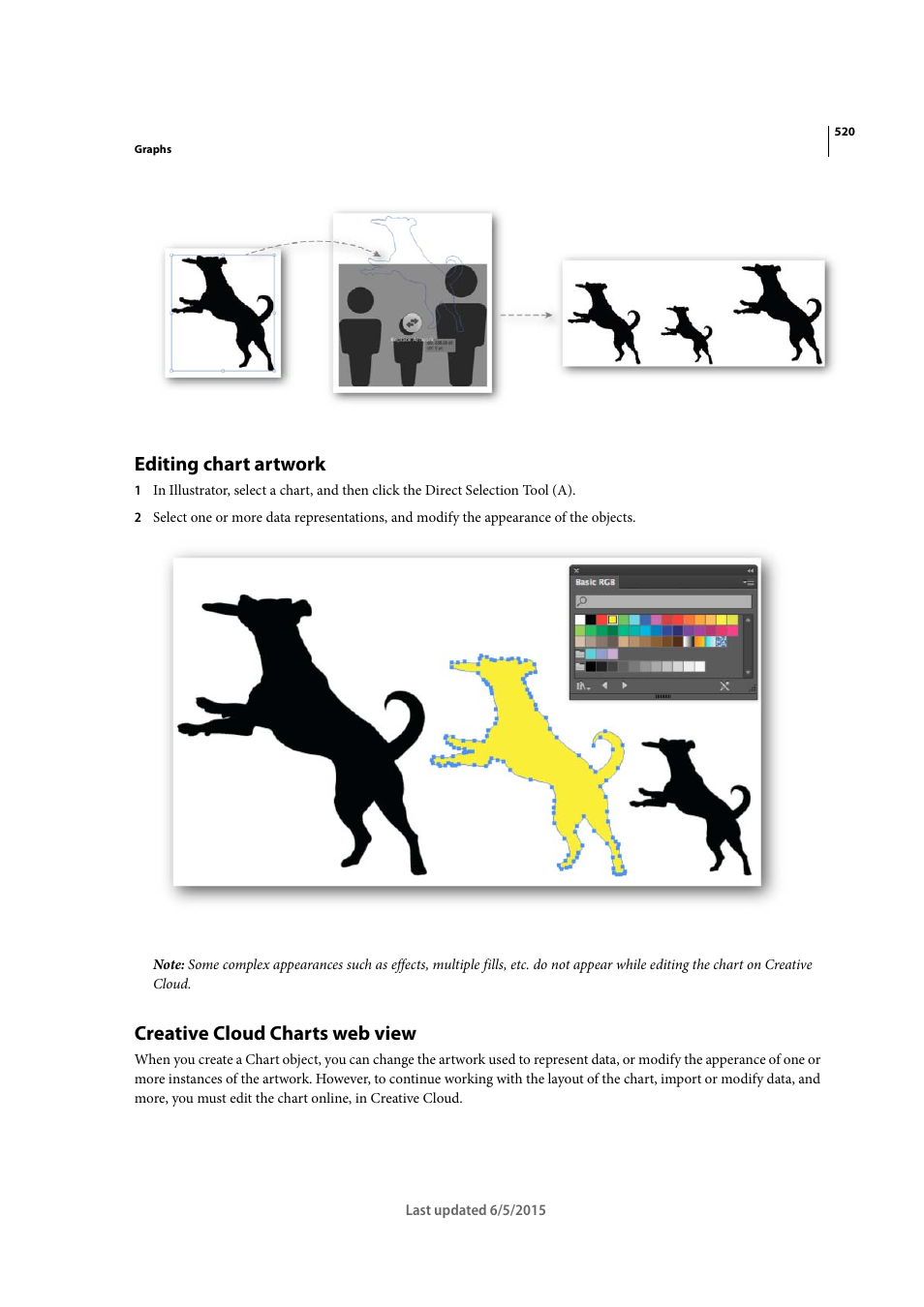 Editing chart artwork, Creative cloud charts web view | Adobe Illustrator CC 2015 User Manual | Page 525 / 556