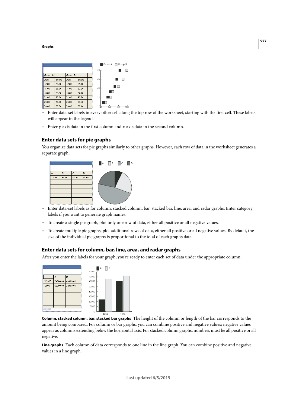 Enter data sets for pie graphs | Adobe Illustrator CC 2015 User Manual | Page 532 / 556