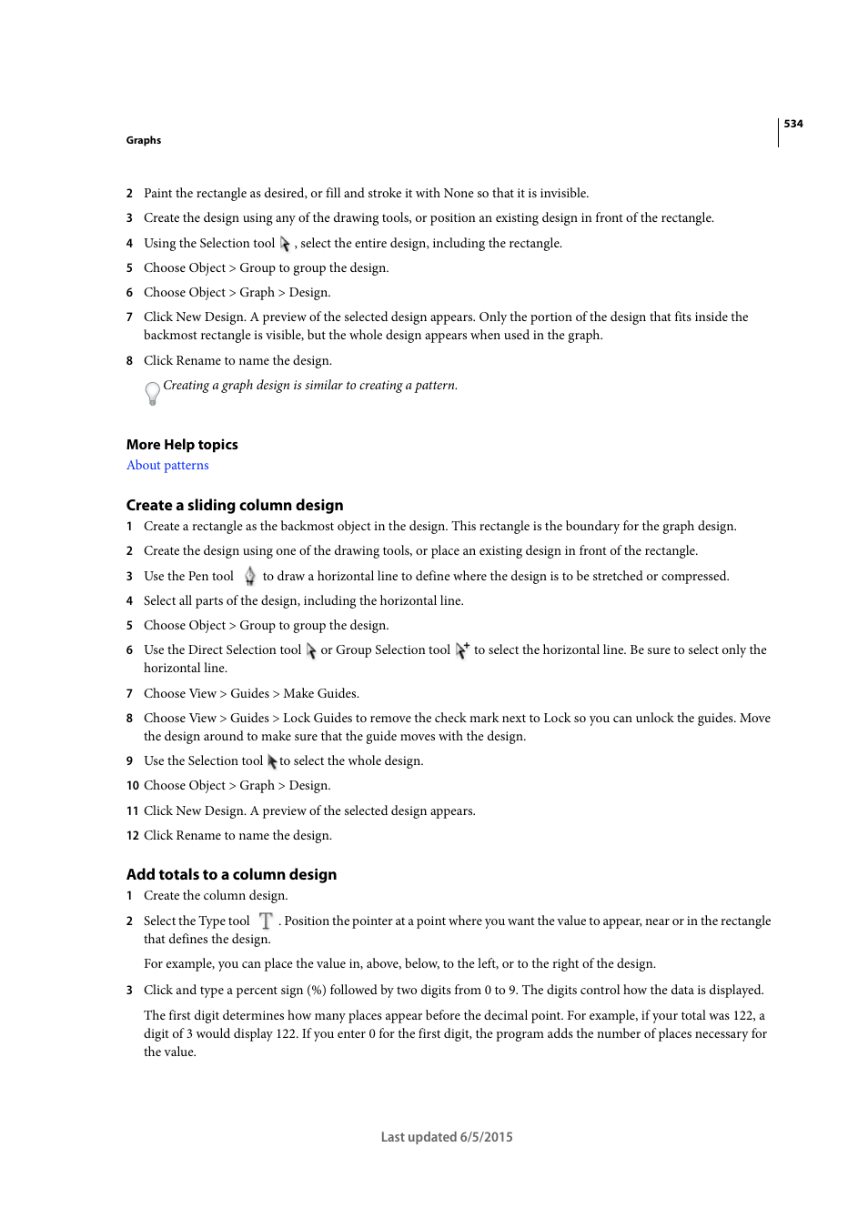 Create a sliding column design, Add totals to a column design | Adobe Illustrator CC 2015 User Manual | Page 539 / 556