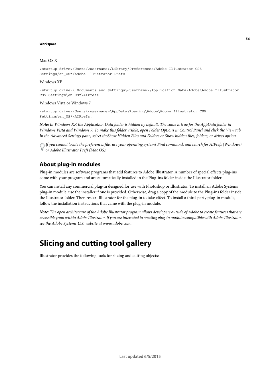 About plug-in modules, Slicing and cutting tool gallery | Adobe Illustrator CC 2015 User Manual | Page 61 / 556