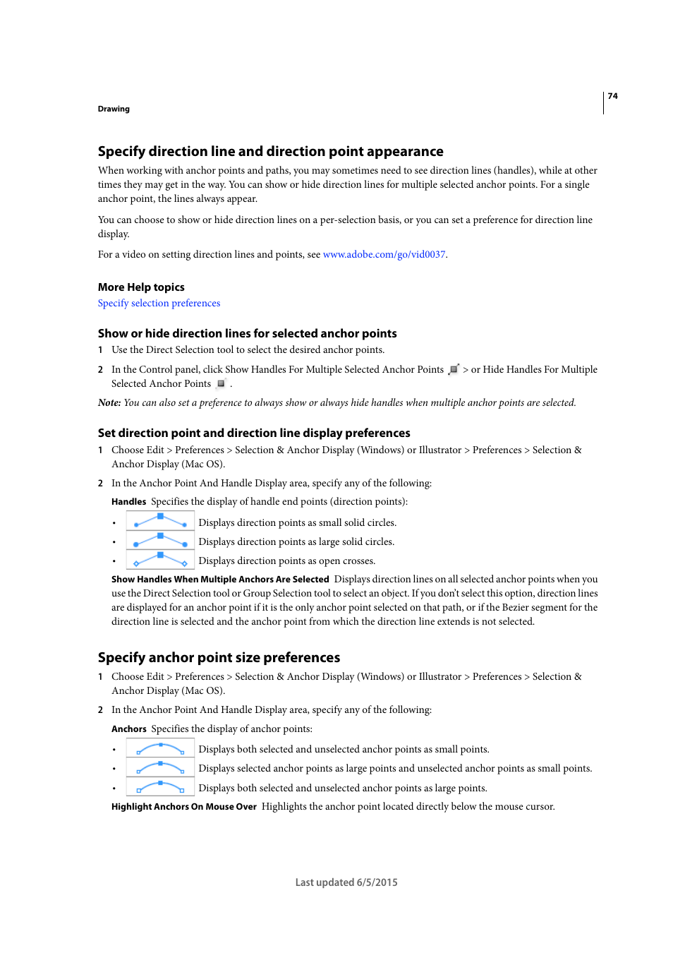 Specify anchor point size preferences | Adobe Illustrator CC 2015 User Manual | Page 79 / 556