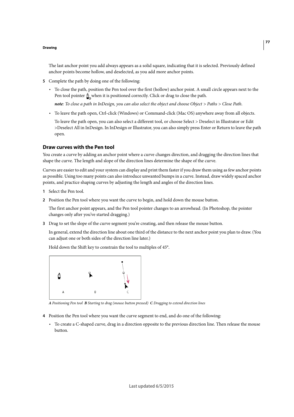 Draw curves with the pen tool | Adobe Illustrator CC 2015 User Manual | Page 82 / 556