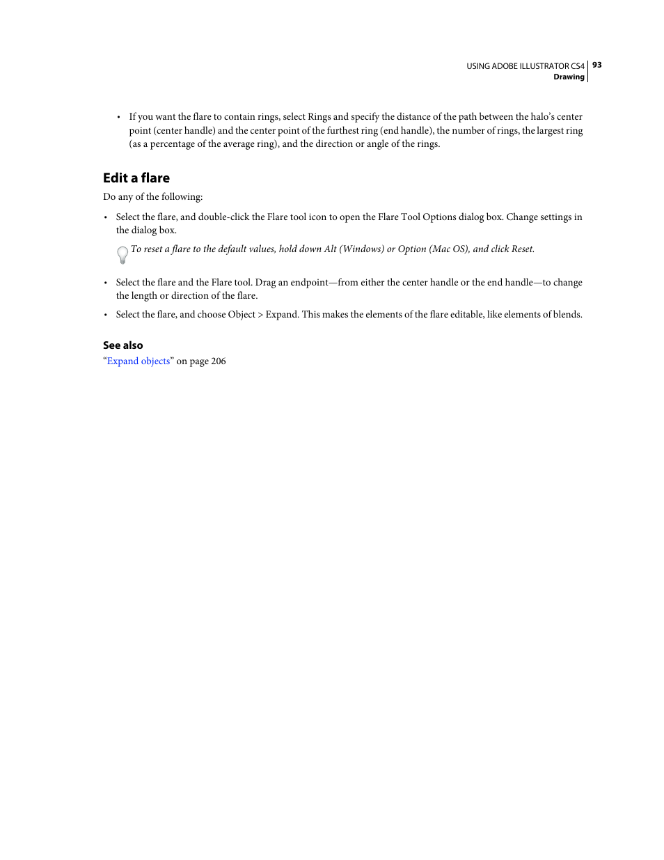 Edit a flare | Adobe Illustrator CS4 User Manual | Page 100 / 499