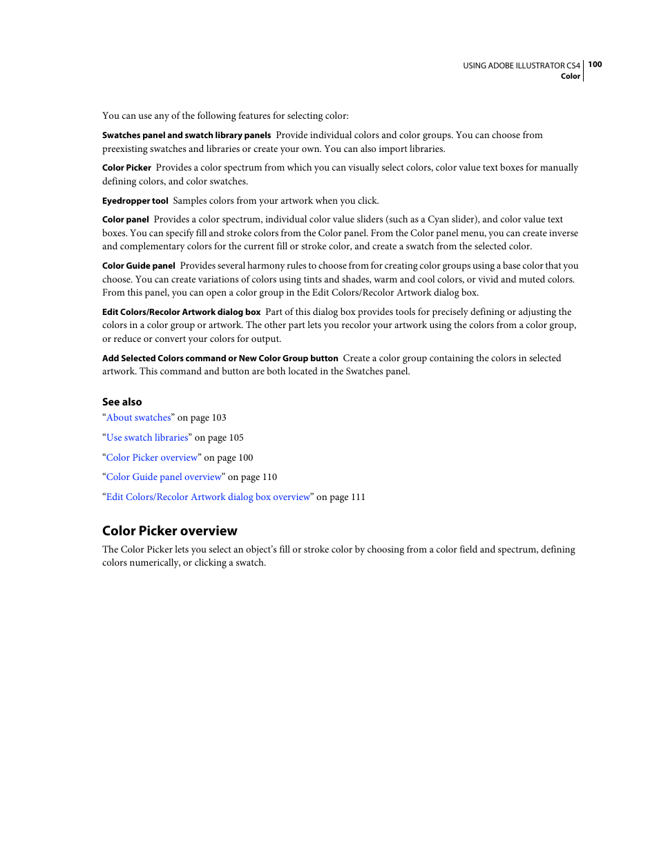Color picker overview | Adobe Illustrator CS4 User Manual | Page 107 / 499