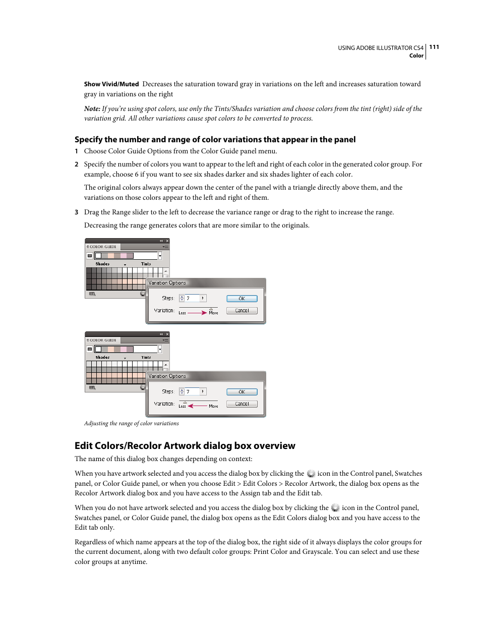 Edit colors/recolor artwork dialog box overview | Adobe Illustrator CS4 User Manual | Page 118 / 499