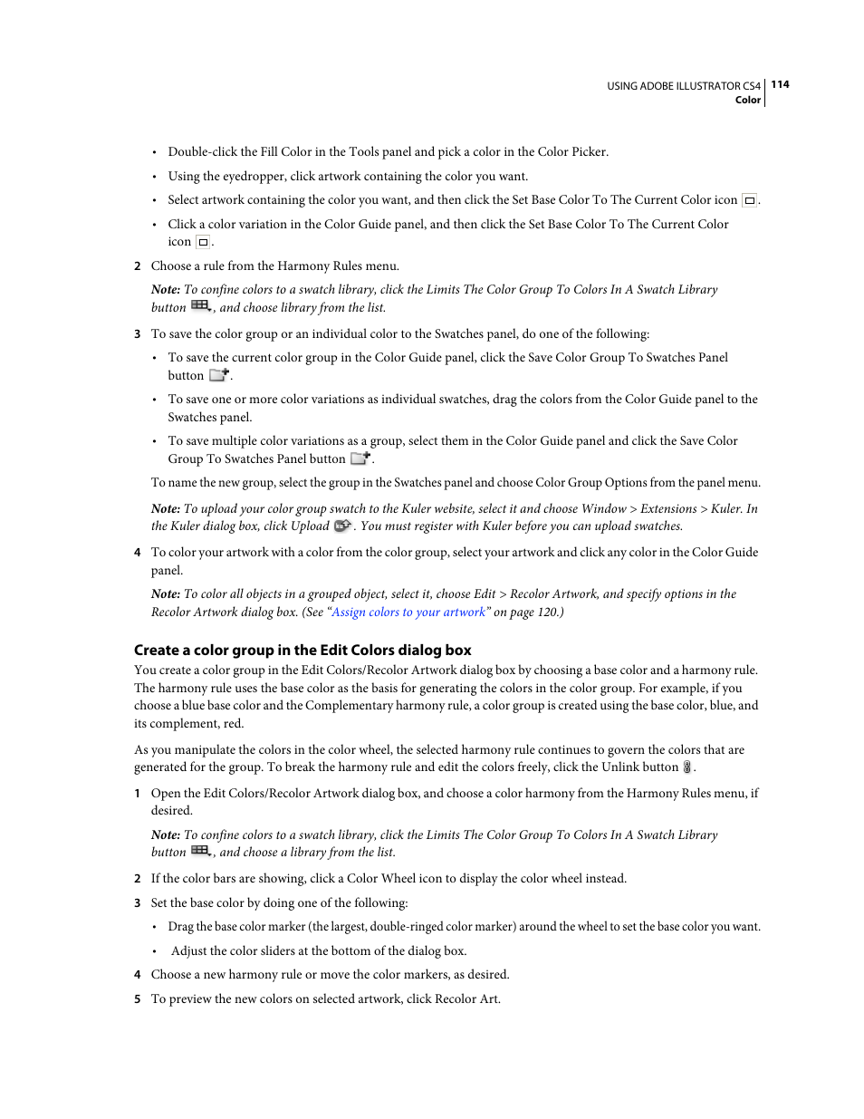 Create a color group in the edit colors dialog box | Adobe Illustrator CS4 User Manual | Page 121 / 499