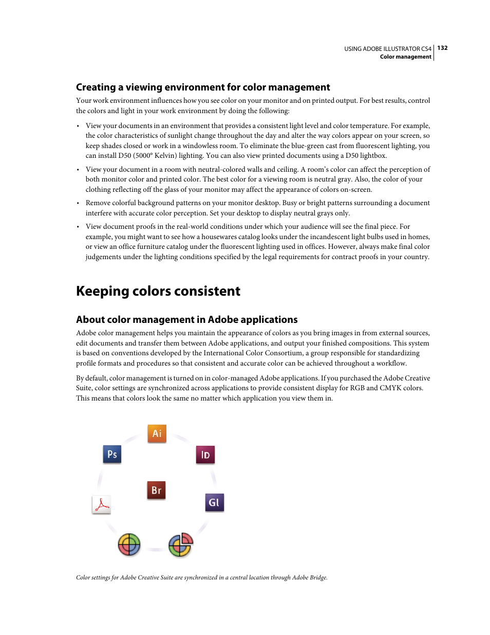 Keeping colors consistent, About color management in adobe applications | Adobe Illustrator CS4 User Manual | Page 139 / 499