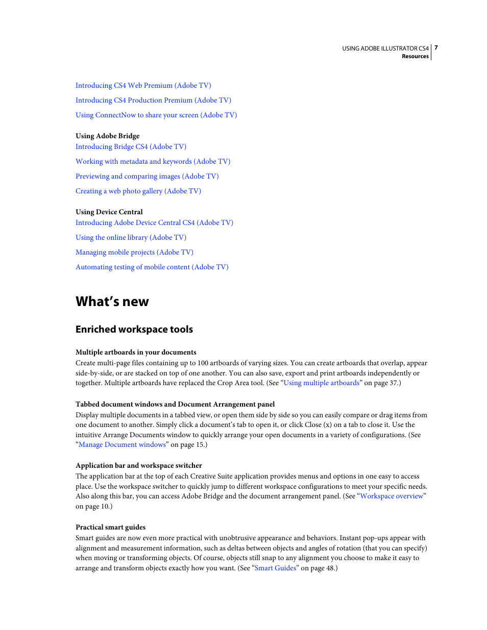 What’s new, Enriched workspace tools | Adobe Illustrator CS4 User Manual | Page 14 / 499