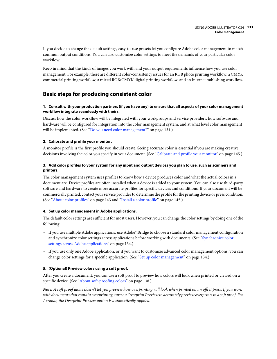 Basic steps for producing consistent color | Adobe Illustrator CS4 User Manual | Page 140 / 499