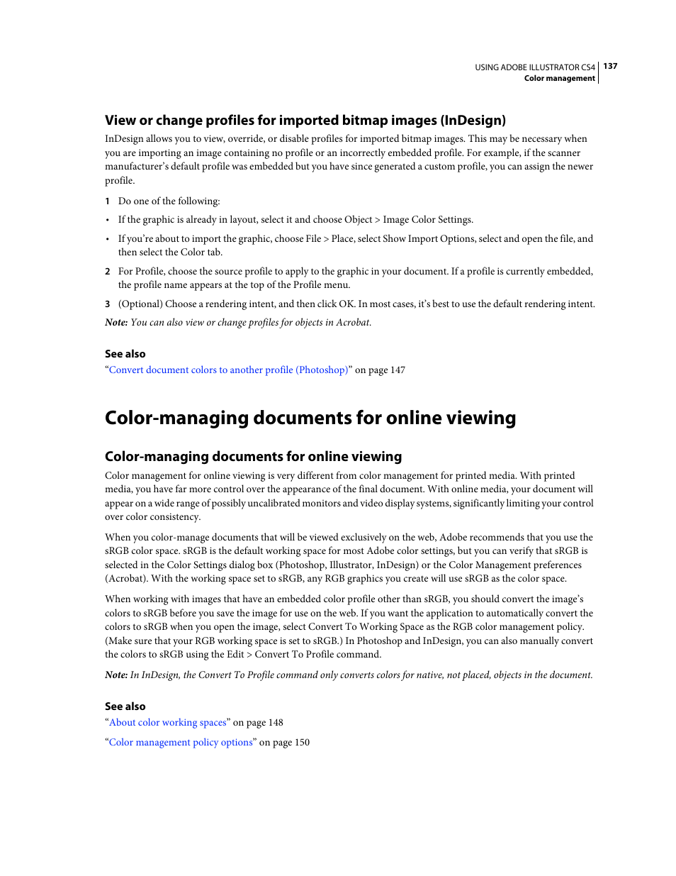 Color-managing documents for online viewing | Adobe Illustrator CS4 User Manual | Page 144 / 499