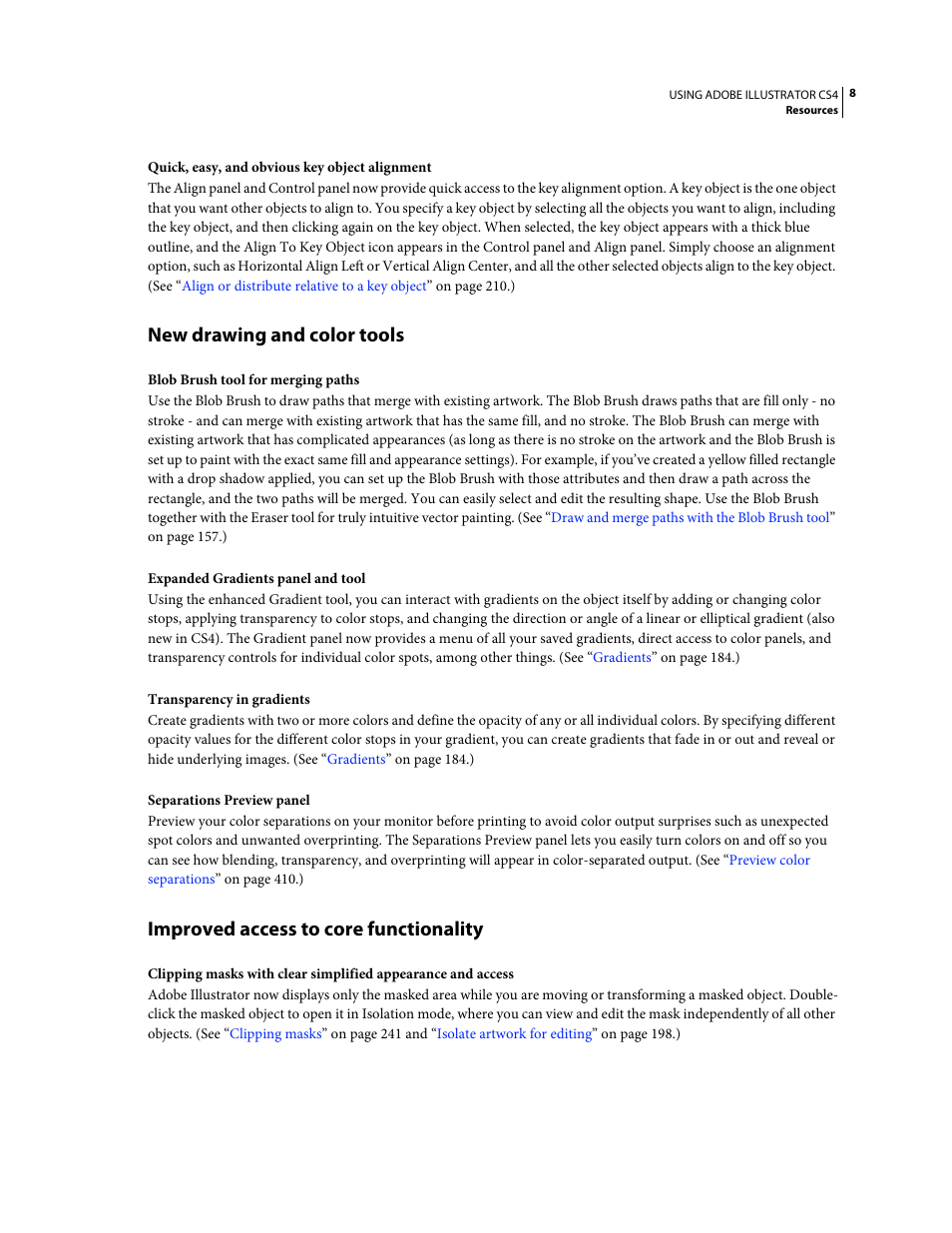 New drawing and color tools, Improved access to core functionality | Adobe Illustrator CS4 User Manual | Page 15 / 499