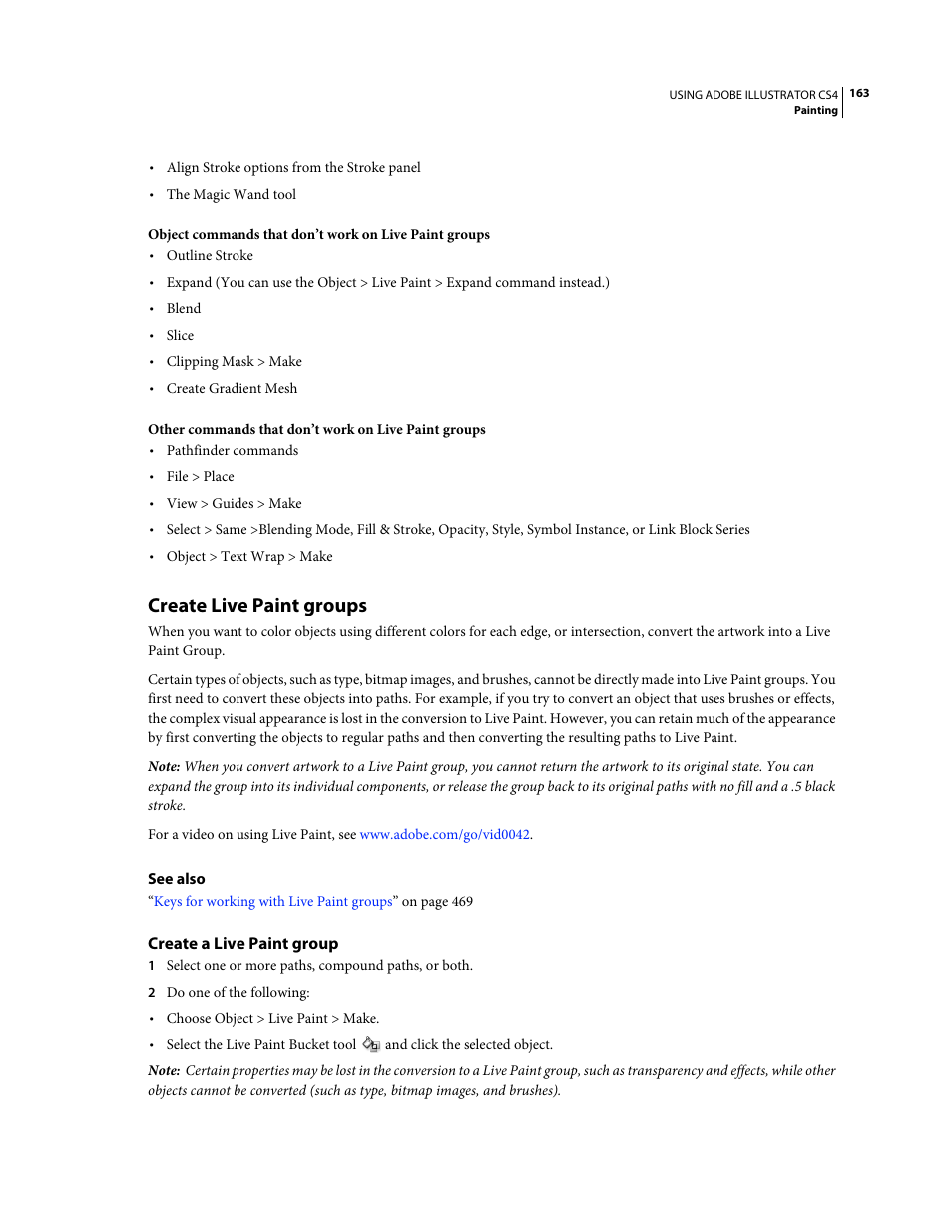 Create live paint groups, Create a live paint group | Adobe Illustrator CS4 User Manual | Page 170 / 499