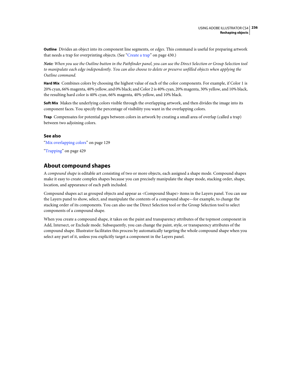 About compound shapes | Adobe Illustrator CS4 User Manual | Page 243 / 499